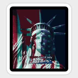 statue of liberty with flag design Sticker